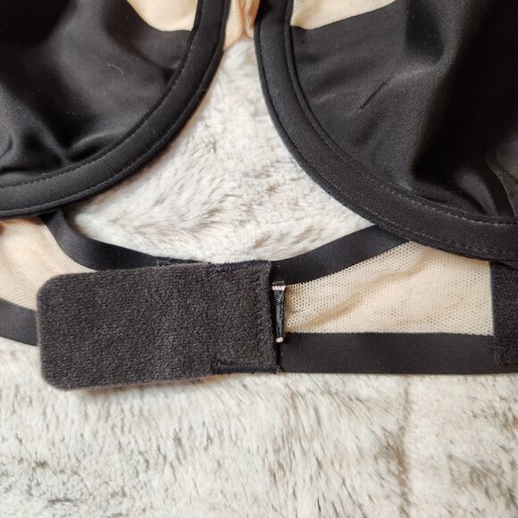 Victoria's Secret Black and Beige Mesh Unlined Luxe Lingerie Demi Bra 32D - Picture 2 of 7